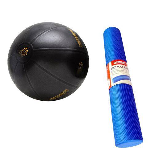Kit Bola de Exercícios Fit Ball Training 55cm Pretorian + Rolo de Pilates 90x15cm Liveup Ls3766-a