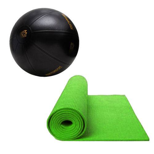 Kit Bola de Exercícios Fit Ball Training 55cm Pretorian + Tapete de Yoga Verde Liveup Ls3231g