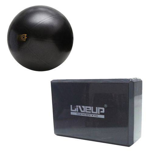 Kit Bola de Exercícios Fit Ball Training 65cm Pretorian + Bloco para Exercícios de Yoga Ls3233