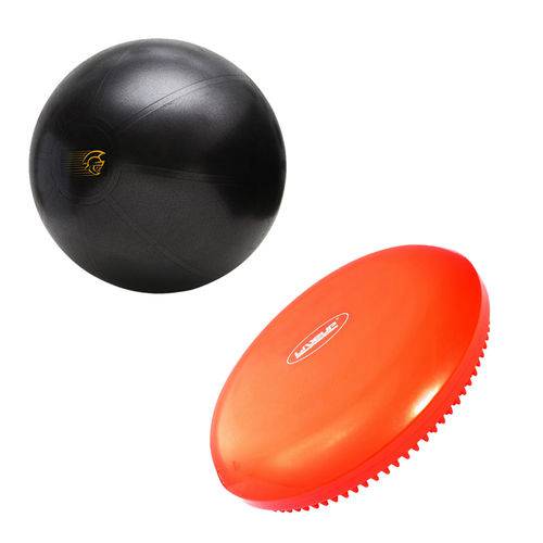 Kit Bola de Exercícios Fit Ball Training 65cm Pretorian + Disco de Equilíbrio 33cm Balance Disc