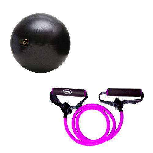 Kit Bola de Exercícios Fit Ball Training 65cm Pretorian + Elástico Extensor Tensão Leve Ls3201-l