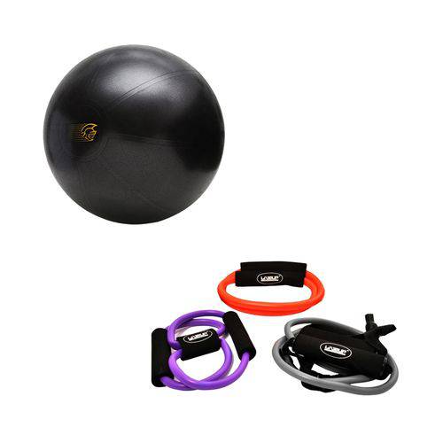 Kit Bola de Exercícios Fit Ball Training 65cm Pretorian + 3 Elásticos Extensores Training Set Ls3211
