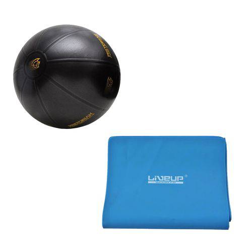 Kit Bola de Exercícios Fit Ball Training 65cm Pretorian + Faixa Elástica Tensão Forte Ls3204f
