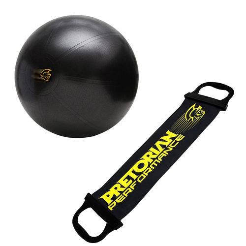 Kit Bola de Exercícios Fit Ball Training 65cm Pretorian + Faixa Elástica Tensão Forte Pretorian