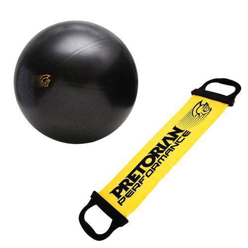 Kit Bola de Exercícios Fit Ball Training 65cm Pretorian + Faixa Elástica Tensão Leve Pretorian