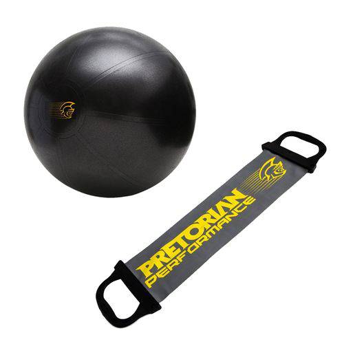 Kit Bola de Exercícios Fit Ball Training 65cm Pretorian + Faixa Elástica Tensão Média Pretorian