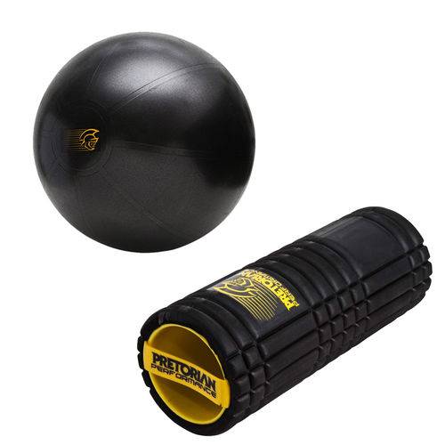 Kit Bola de Exercícios Fit Ball Training 65cm Pretorian + Rolo de Massagem Pretorian Rm-pp