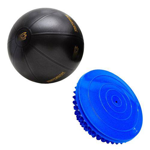 Kit Bola Fit Ball Training 55cm Pretorian + Meia Bola de Equilíbrio 16cm Liveup Ls3572