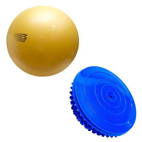 Kit Bola Fit Ball Training 75cm com Bomba de Ar Pretorian + Meia Bola de Equilíbrio 16cm Ls3572