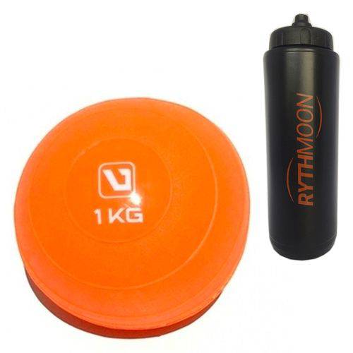 Kit Bola Peso Heavy Tonning Ball Liveup 1KG Laranja + Squeeze Automático 1lt