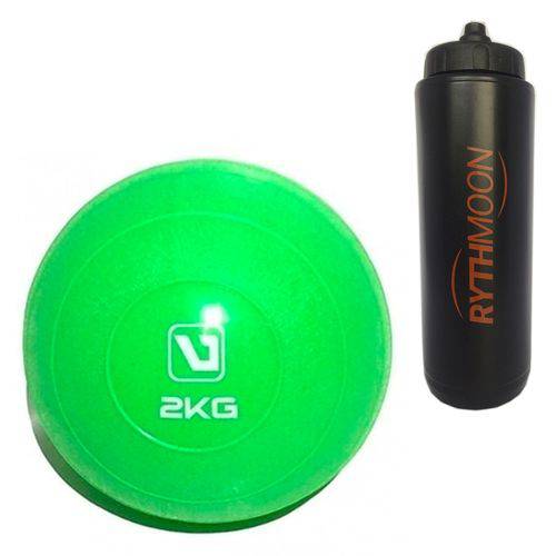 Kit Bola Peso Heavy Tonning Ball Liveup 2KG Verde + Squeeze Automático 1lt