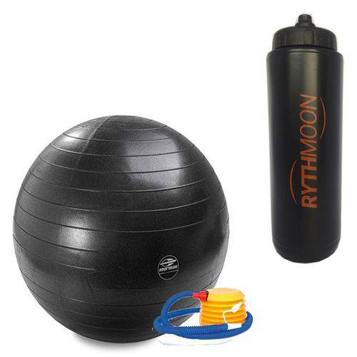Kit Bola Pilates GymBall + Bomba - Mormaii 75cm + Squeeze Automático 1lt