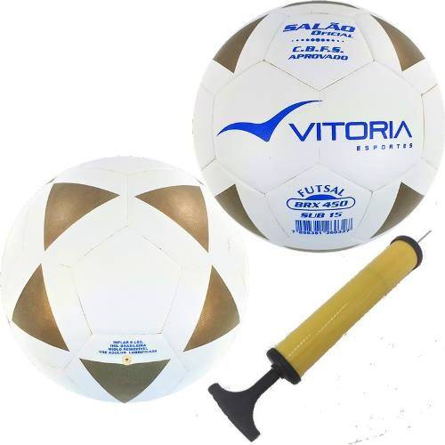 Kit 2 Bolas Futsal Vitoria Brx 450 Sub 15 Juvenil + Bomba Ar