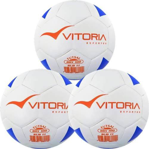 Kit 3 Bolas Futsal Vitoria Brx Max 100 Sub 11 (9 a 11 Anos)