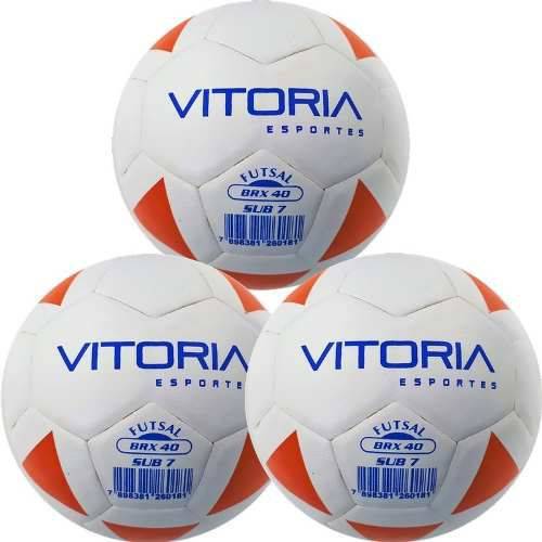 Kit 3 Bolas Futsal Vitoria Brx Max 40 Sub 7 (3 a 6 Anos)