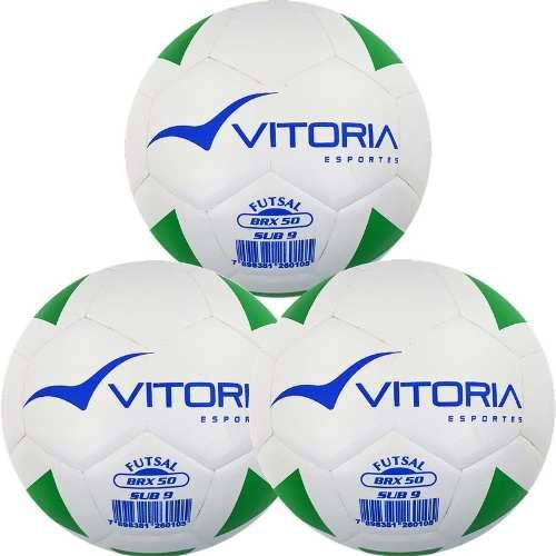 Kit 3 Bolas Futsal Vitoria Brx Max 50 Sub 9 (6 a 8 Anos)