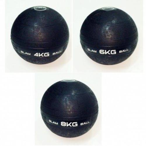 Kit 3 Bolas Slam Ball Medicine 4, 6 e 8 Kgs Liveup Crossfit