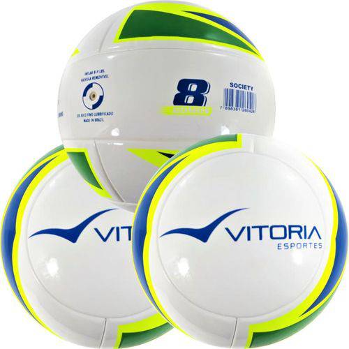 Kit 3 Bolas Vitoria Oficial Futebol Society Profissional