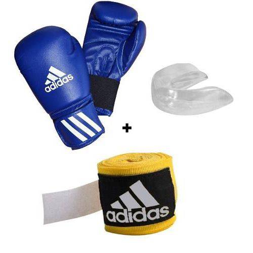 Kit Boxe Adidas Speed 50 Azul 10 Oz ( Luva+bucal+bandagem)
