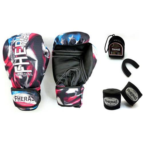 Kit Boxe Muay Thai Fheras Luva Bandagem Bucal 12oz Usa