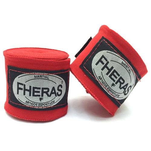 Kit Boxe Muay Thai Fheras Luva Orion + Bandagem + Bucal Vermelha / Branca 14oz