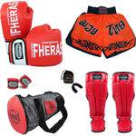 Kit Boxe Muay Thai Orion- Luva Bandagem Bucal Caneleira Bolsa Shorts (TRIBAL) -VM/BC