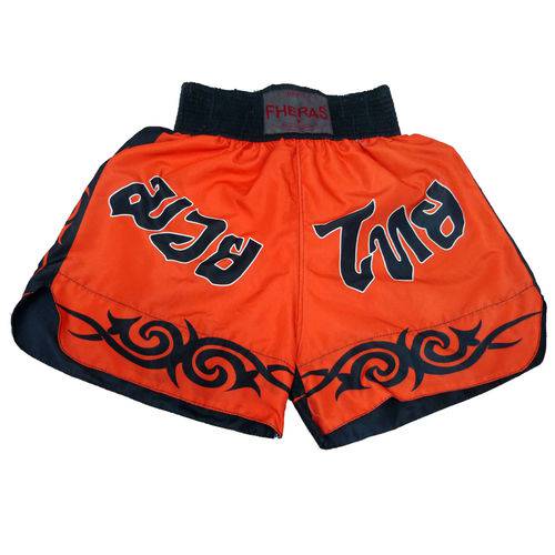 Kit Boxe Muay Thai Orion Luva Bandagem Bucal Caneleira Shorts (Tribal) - Preto/Vermelho