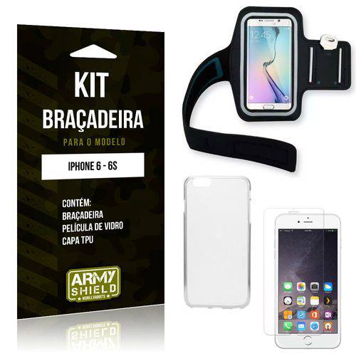 Kit Braçadeira Apple IPhone 6/6S Braçadeira + Capa + Película de Vidro - Armyshield