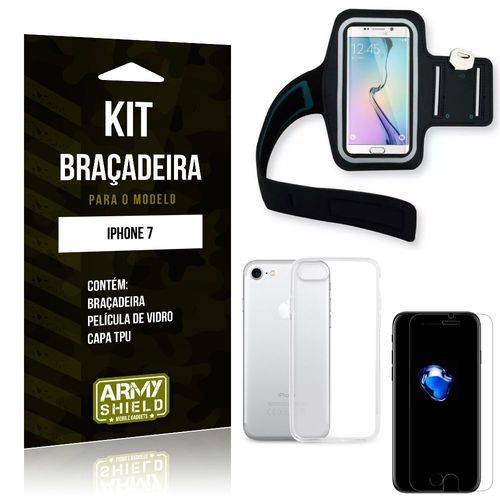 Kit Braçadeira Apple IPhone 7 Braçadeira + Capa + Película de Vidro - Armyshield