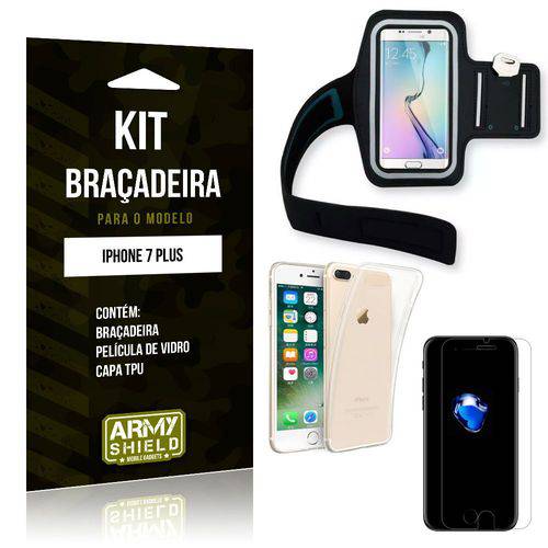 Kit Braçadeira Apple IPhone 7 Plus Braçadeira + Capa + Película de Vidro - Armyshield