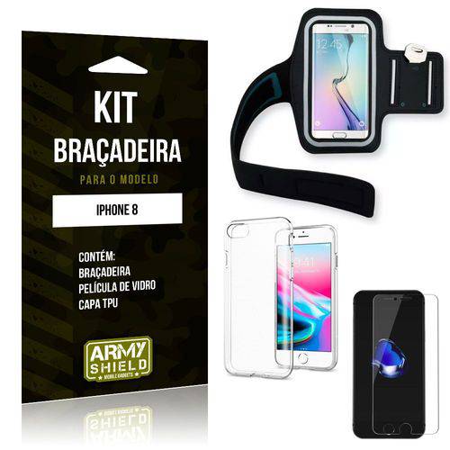 Kit Braçadeira Apple IPhone 8 Braçadeira + Capa + Película de Vidro - Armyshield