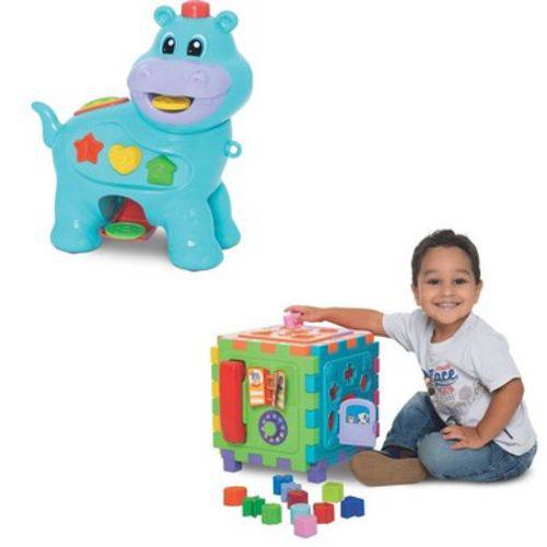 Kit 2 Brinquedos Didáticos - Amiguinho Comilão e Cubo Didático Grande