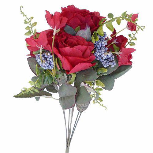 Kit 3 Buques de Rosas Vermelhas Flor Artificial