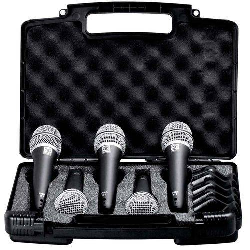 Kit C/ 5 Microfones Super Lux Pra-d5 Novo S/ Chave