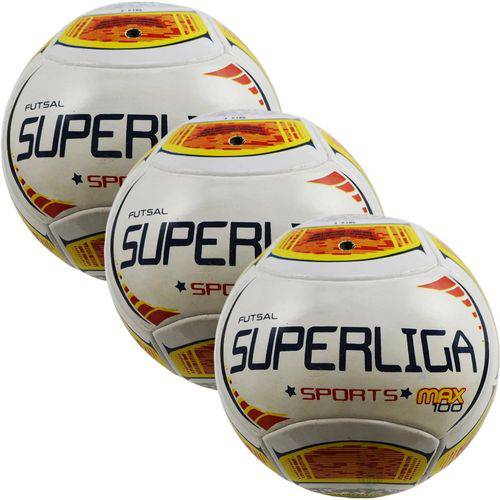 Kit C/ 3 Bolas Infantis Super Liga Termotec Impermeável Max 100 Futsal