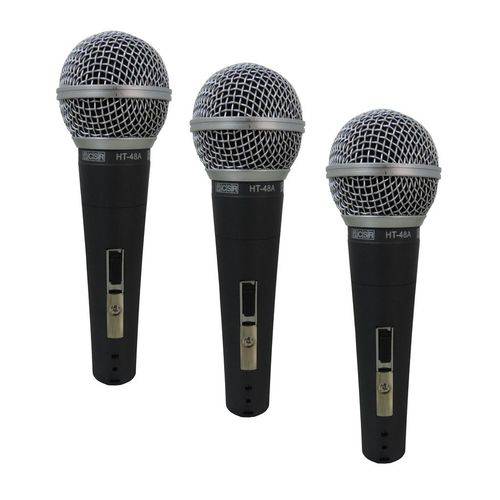Kit C/ 3 Microfones CSR HT48 Dinâmico P/ Vocal Voz Similar SM58