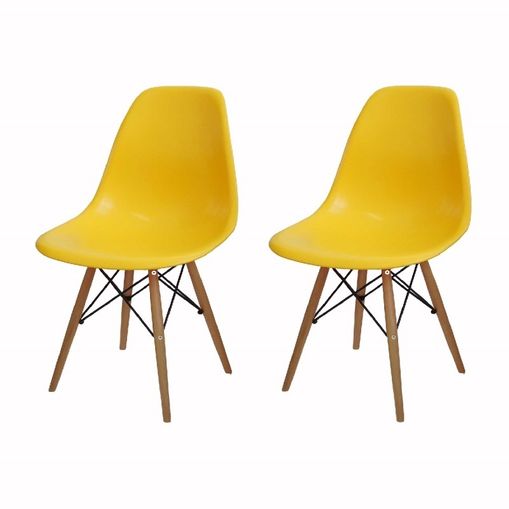 Kit 2 Cadeira Eames Wood Amarela PP OR Design 1102B