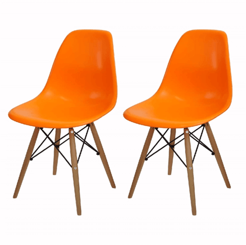 Kit 2 Cadeira Eames Wood Laranja PP OR Design 1102B