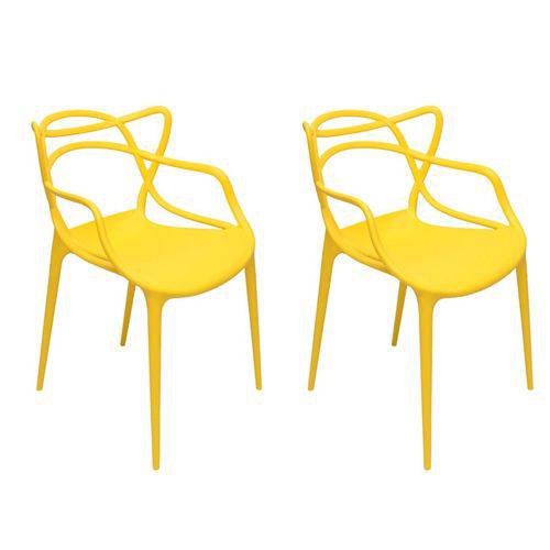 Kit 2 Cadeiras 100% Polipropileno Amarela