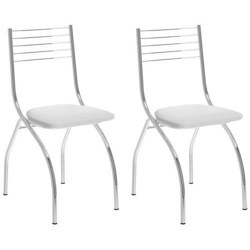 Kit 2 Cadeiras 146 Cromado/branco - Carraro