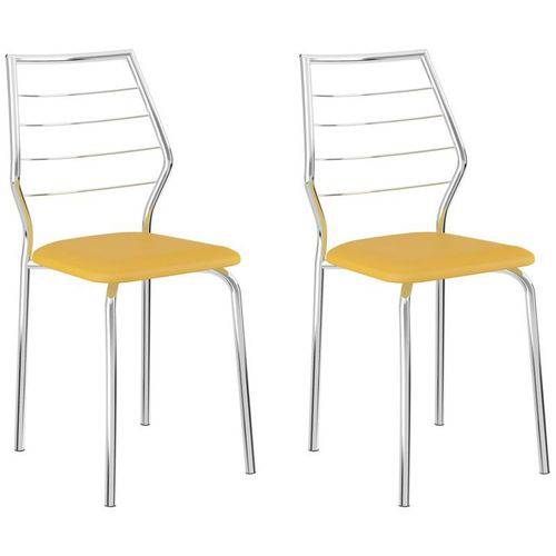 Kit 2 Cadeiras 1716 Cromado/amarelo - Carraro