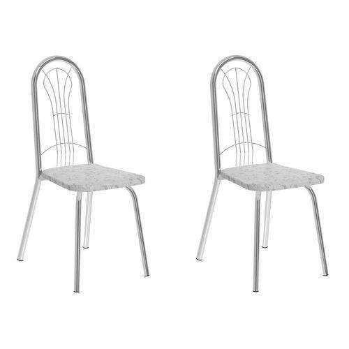Kit 2 Cadeiras 182 Fantasia Branco/Cromado - Carraro Móveis