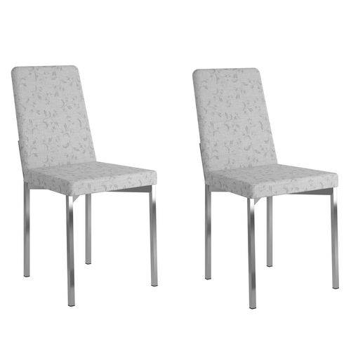 Kit 2 Cadeiras 399 Fantasia Branco/Cromado - Carraro Móveis