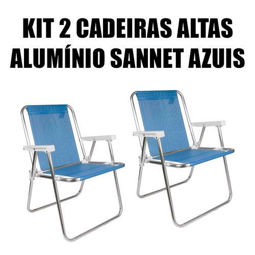 Kit 2 Cadeiras Altas de Alumínio Sannet Azuis