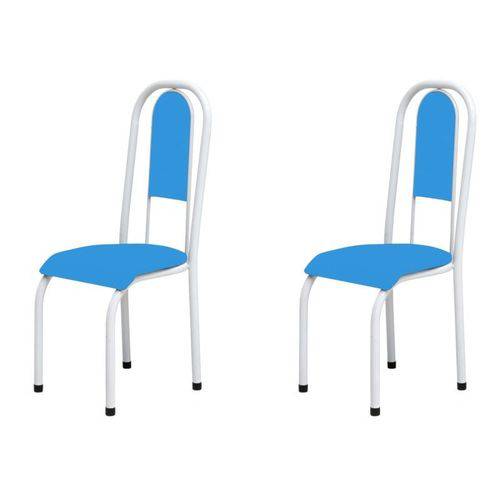 Kit 2 Cadeiras Anatômicas 0.122 Estofada Branco/azul - Marcheli