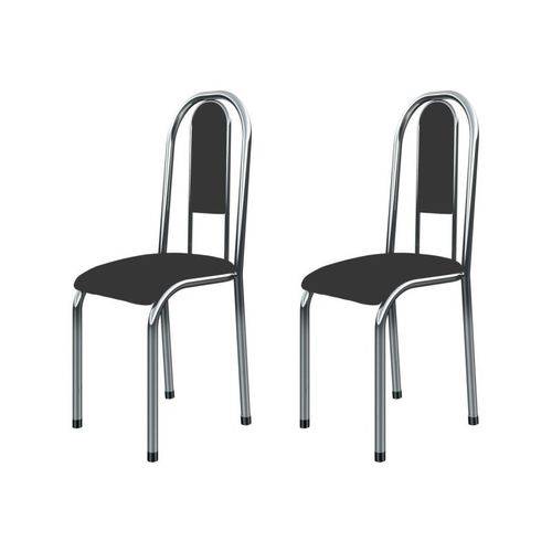 Kit 2 Cadeiras Anatômicas 0.122 Estofada Cromado/preto - Marcheli
