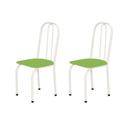 Kit 2 Cadeiras Baixas 0.101 Assento Reto Branco/verde - Marcheli