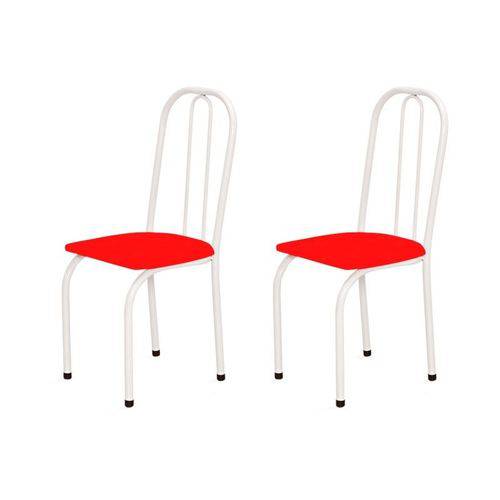 Kit 2 Cadeiras Baixas 0.101 Assento Reto Branco/vermelho - Marcheli