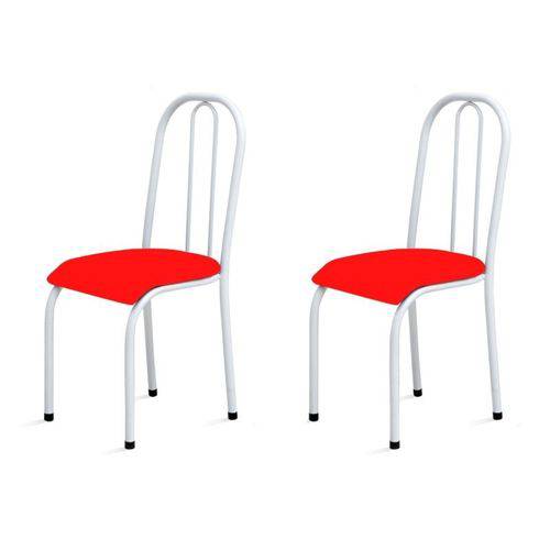 Kit 2 Cadeiras Baixas 0.104 Anatômica Branco/vermelho - Marcheli