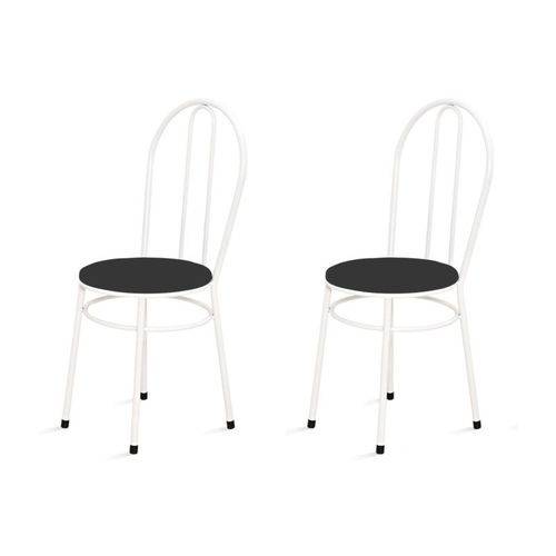 Kit 2 Cadeiras Baixas 0.134 Redonda Branco/preto - Marcheli